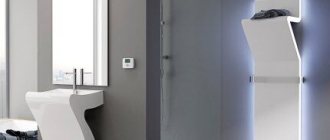 Decorative vertical radiator in the bathroom