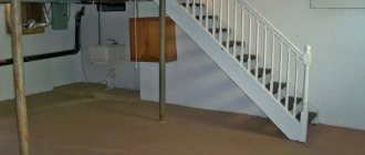 insulation of the floor in a wooden house from below from the basement